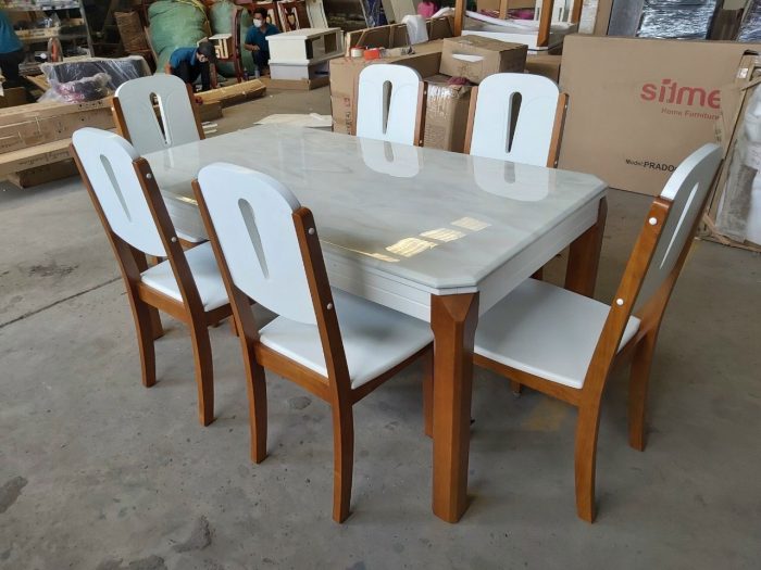 Bộ Bàn Ăn Mặt Đá 1m4 6 Ghế Chữ Nhật GR Cerato 02