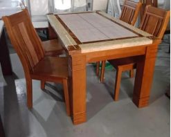 Bộ bàn ăn mặt đá chữ nhật GR012