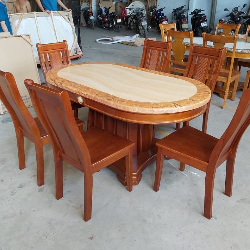 Bộ bàn ăn Oval gỗ cao cấp nhập khẩu GR02 6 Bo-ban-an-Oval-go-cao-cap