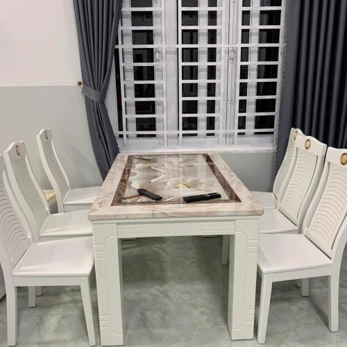 Bộ bàn ăn mặt đá 3D khập khẩu GR 040 9 Bộ bàn ăn mặt đá 3D khập khẩu GR 040