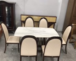 Bộ bàn ăn mặt đá 6 ghế bọc nệm cao cấp nhập khẩu GR065