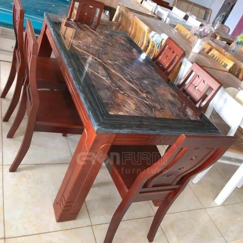 Bộ Bàn Ăn Mặt Đá Chữ Nhật GR041 3 Bộ bàn ăn mặt đá chữ nhật GR041