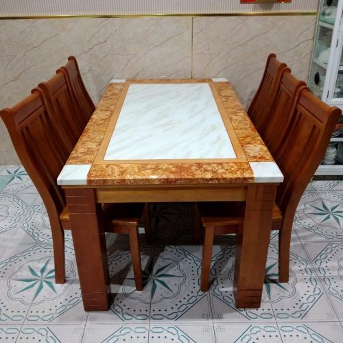 Bộ Bàn Ăn Mặt Đá Chữ Nhật GR042 8 Bộ Bàn Ăn Mặt Đá Chữ Nhật GR042
