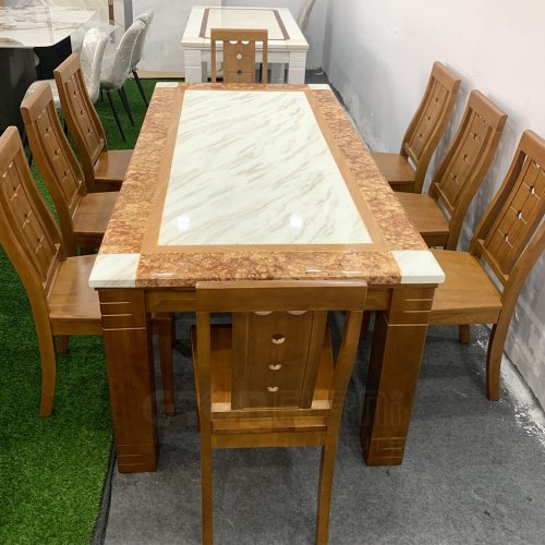 Bộ Bàn Ăn Mặt Đá Chữ Nhật GR042 9 Bộ Bàn Ăn Mặt Đá Chữ Nhật GR042