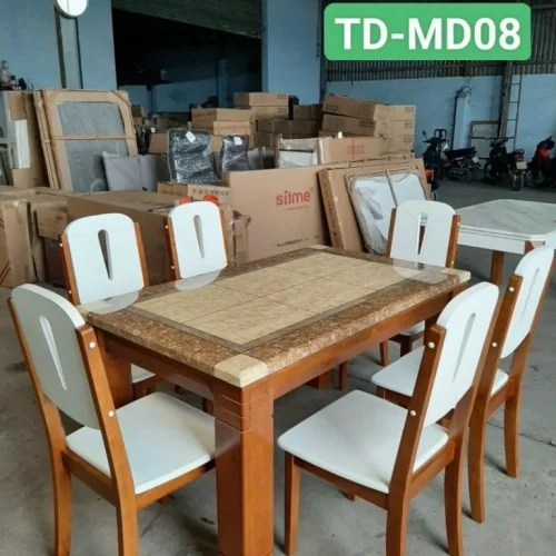 Bộ Bàn Ăn Mặt Đá Chữ Nhật GR08