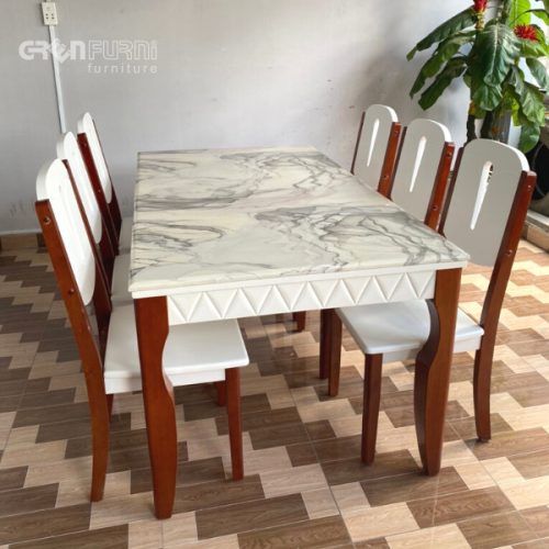 Bộ Bàn Ăn Mặt Đá Chữ Nhật GR PRADO 10 Bo Ban An Mat Da Chu Nhat Prado 1
