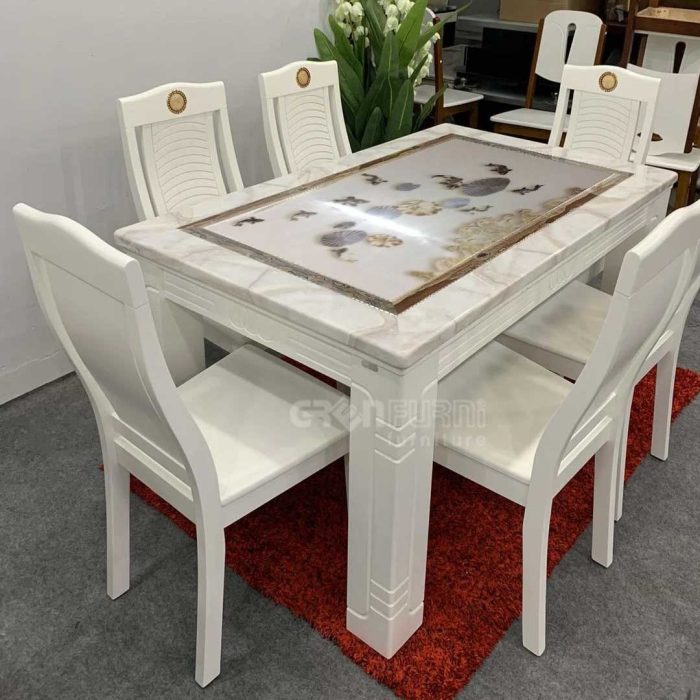 bộ bàn ăn mặt đá GR058