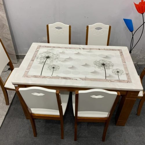 Bộ bàn ăn mặt đá hoa 3D GR034 3 Bộ bàn ăn mặt đá hoa 3D GR 034