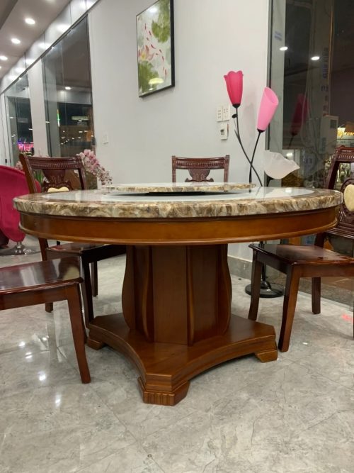 Bộ bàn ăn mặt đá tròn GR Doha