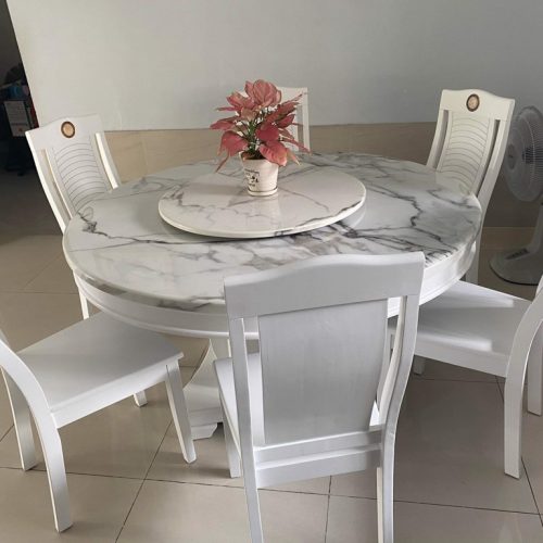 Bộ Bàn Ăn Tròn Mặt Đá Cao Cấp GR DOHA03
