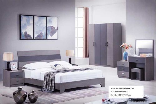 bộ giường tủ hiện đại cao cấp nhập khẩu GR528B
