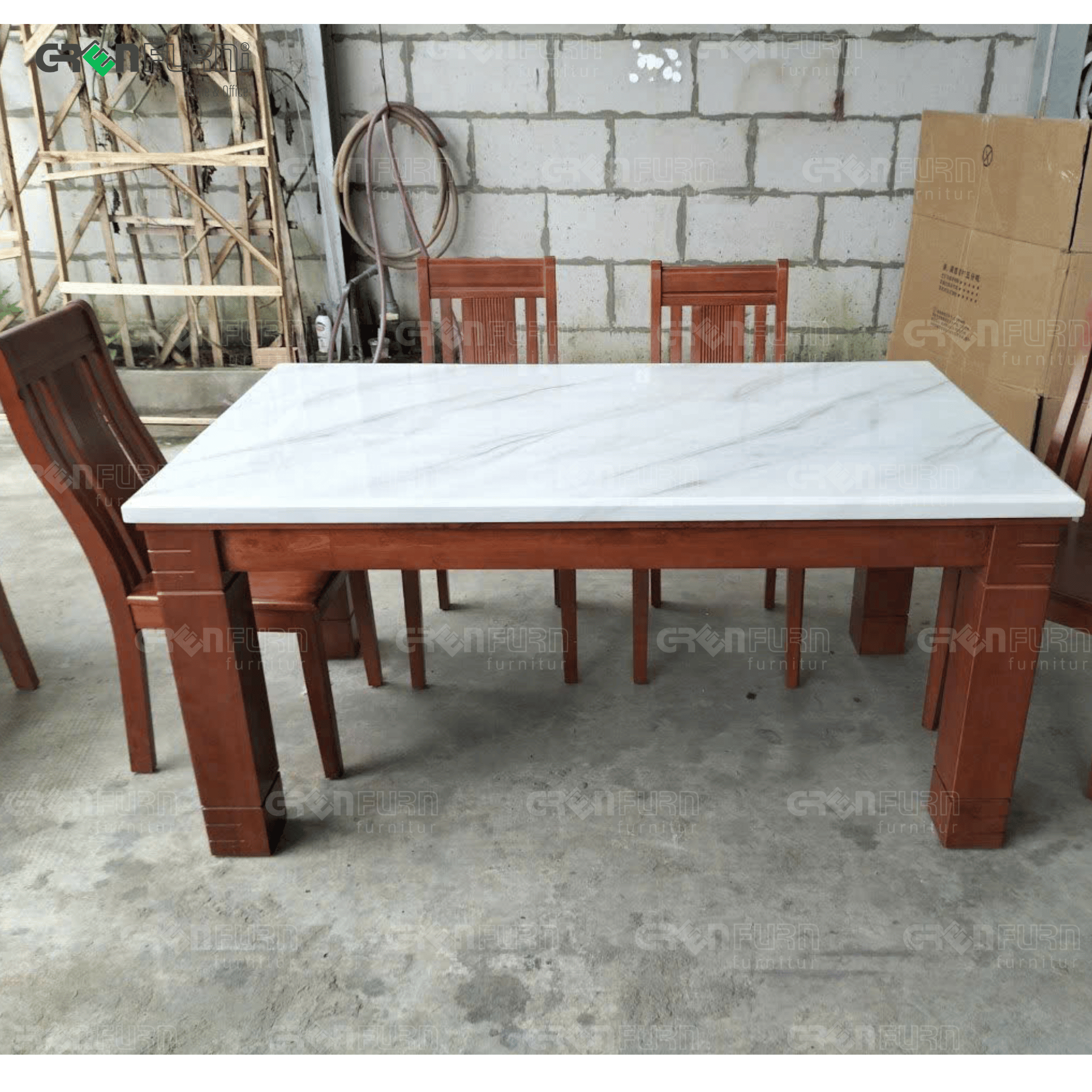 Bàn ăn mặt đá chữ nhật 