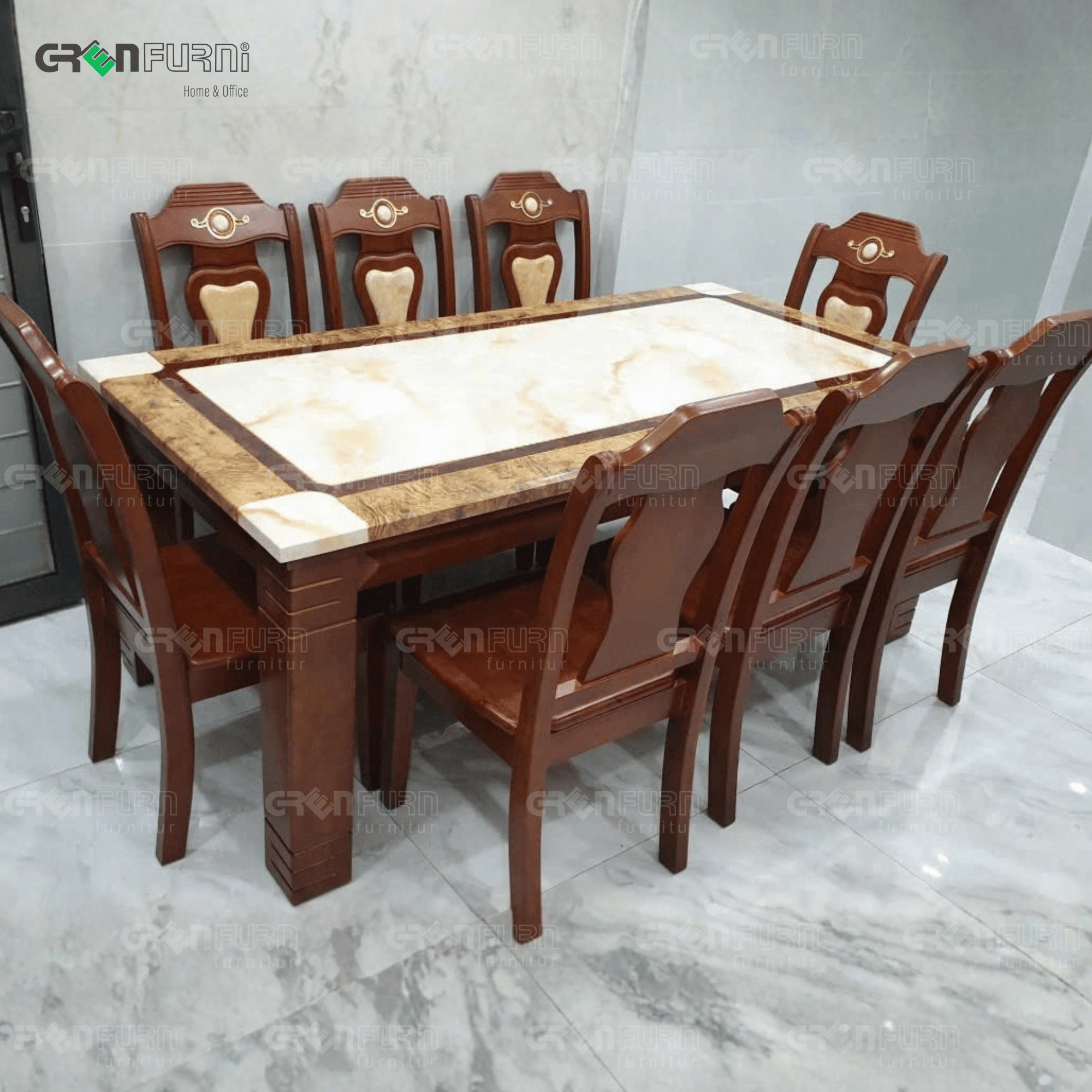 Bàn ăn mặt đá chữ nhật 
