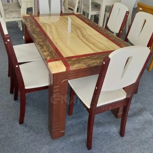 Bộ bàn ăn mặt đá chữ nhật GR 010 4 Bộ bàn ăn mặt đá chữ nhật GR 010