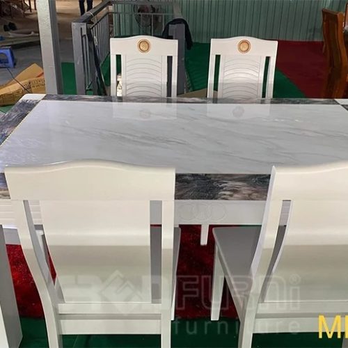 Bộ bàn ăn mặt đá chữ nhật GR PEACE067 3 Bộ bàn ăn mặt đá chữ nhật GR PEACE067
