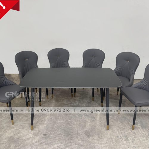 Bộ bàn ăn hiện đại ghế bọc nệm GR C01-XAM 10 a34c68bcec183d466409