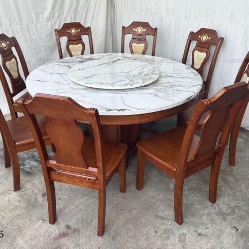 Bộ bàn ăn mặt đá tròn cao cấp nội thất Greenfurni GR006 9 greenfurni bo ban an tron mat da cao cap