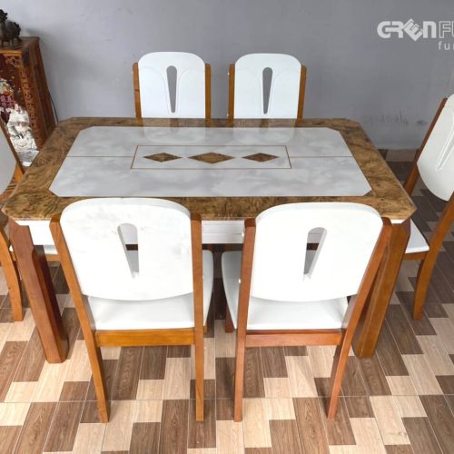 Bộ Bàn Ăn Mặt Đá Hiện Đại GR-CERATO05 6 Bo Ban An Mat đa Chu Nhat Hien Dai Gr Cerato05