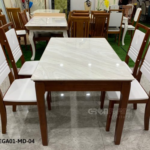 Bộ bàn ăn mặt đá chữ nhật GR Lavega 6 bo ban an mat da gr016 2