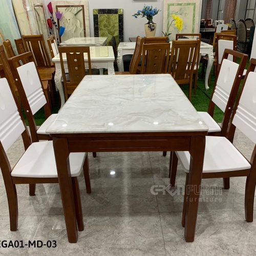 Bộ bàn ăn mặt đá chữ nhật GR Lavega 8 bo ban an mat da gr016 4 1