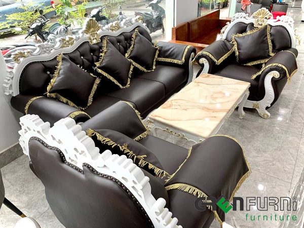 Bộ sofa da tân cổ điển cao cấp GR-LUOIS08