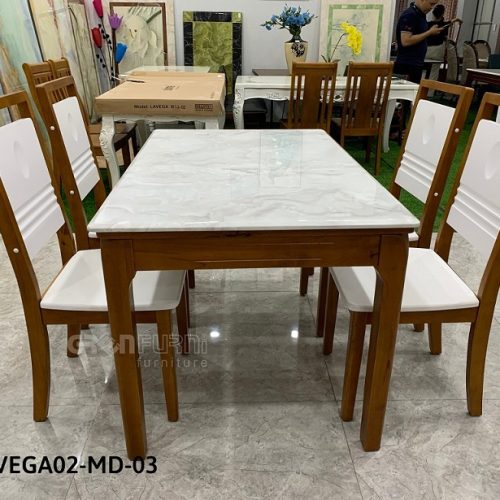 Bộ bàn ăn mặt đá chữ nhật GR Lavega 9 bo ban an mat da gr016 1 2