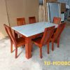 Bộ bàn ăn gỗ tự nhiên mặt đá cao cấp GR080