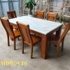 Bộ bàn ăn gỗ tự nhiên mặt đá nhập khẩu GR079