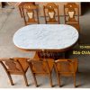 Bộ bàn ăn gỗ tự nhiên OVAL mặt đá - GR08
