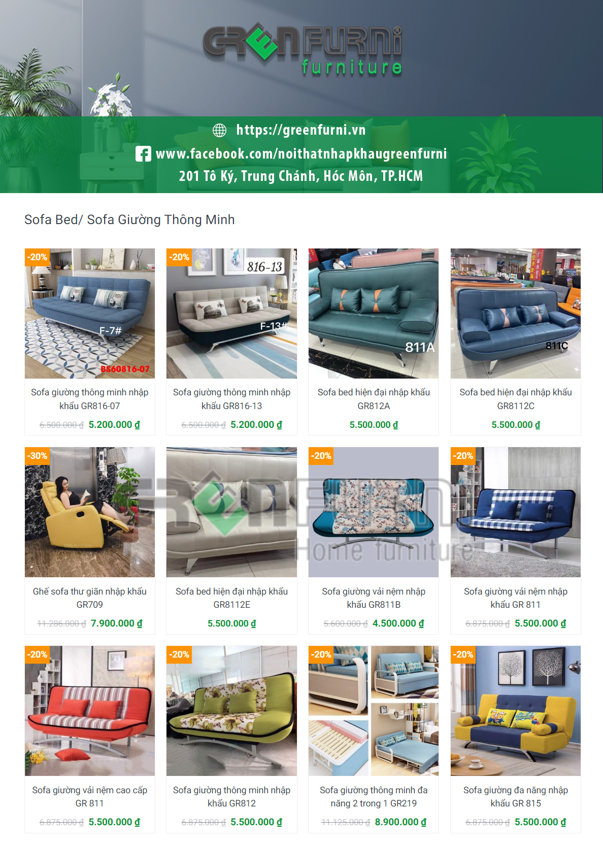 Mẫu sản phẩm sofa giường cao cấp nhập khẩu GreenFurni
