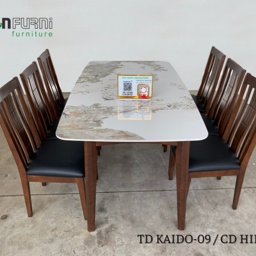 Bàn ăn gỗ mặt đá Ceramic 6 ghế GR-KAIDO 09 6 KAIDO 09 HIRO 09 1