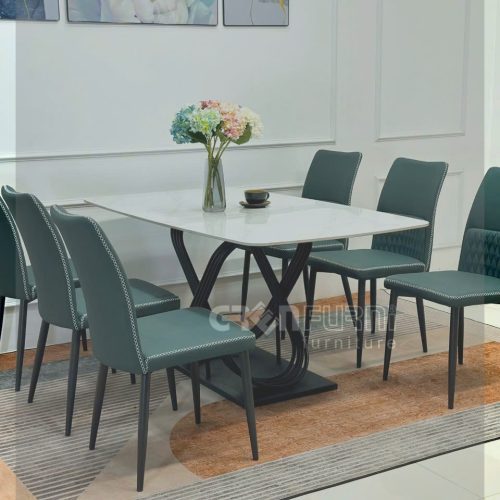Bộ bàn ăn hiện đại mặt đá Ceramic AG013