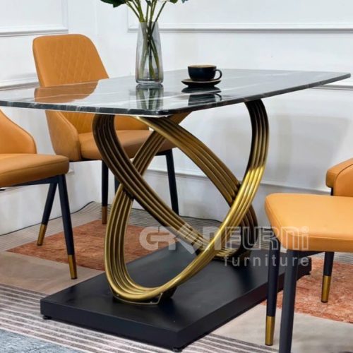 Bàn ăn mặt đá cao cấp chân inox mạ vàng AG19 3 ban an chan sat ma vang ag19 1