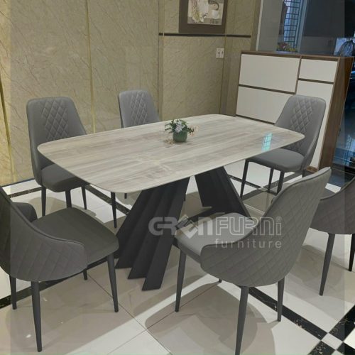 Bộ bàn ăn hiện đại chân sắt nhập khẩu AG010