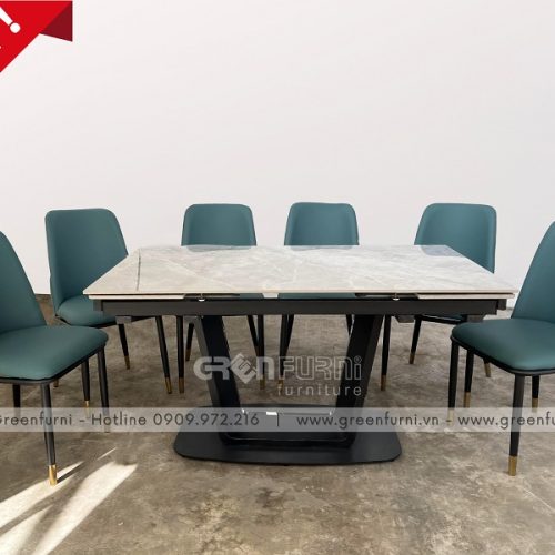 Bộ bàn ăn thông minh mặt đá Ceramic chân sắt sơn tĩnh điện GR019 6 td 60019 20 1