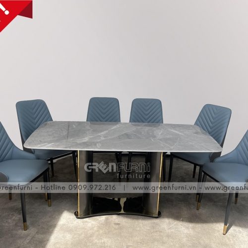 Bộ bàn ăn mặt đá Ceramic chân sắt GR021 4 td 60021 2