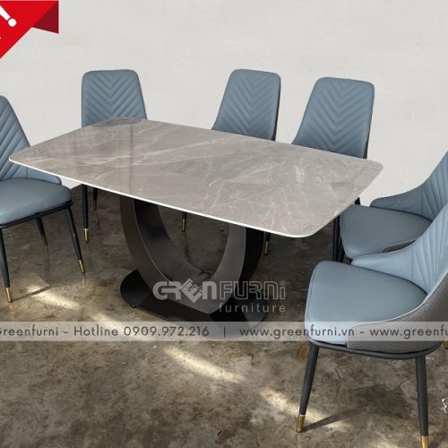 Bộ bàn ăn mặt đá Ceramic chân sắt GR015 5 td60015 ut