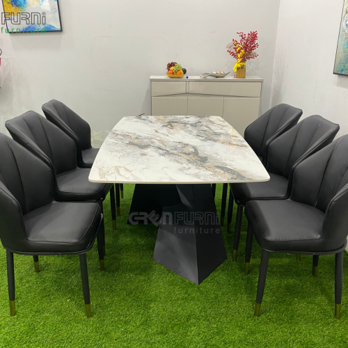 Bộ bàn ăn ceramic chân chữ X - GR60031 10 ban an mat da GR60031 3