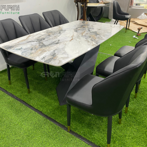 Bộ bàn ăn ceramic chân chữ X - GR60031 11 ban an mat da GR60031 4