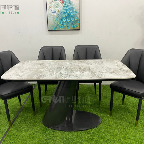 Bộ bàn ăn ceramic chân sắt tĩnh điện thiết kế GR60028 13 ban an mat da TD60028 1