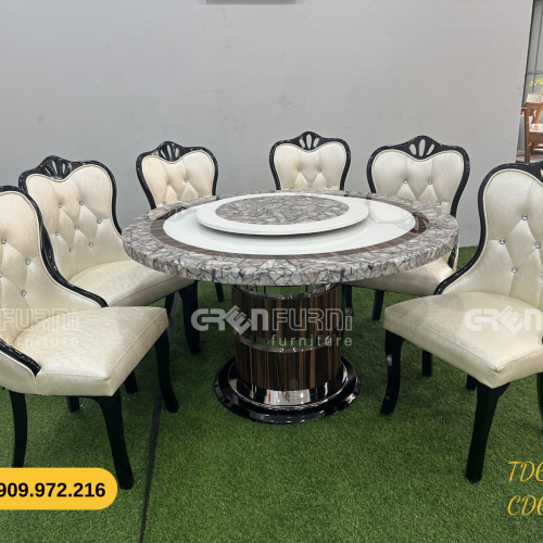 Bộ bàn ăn mặt đá GR-CP046 10 ban an mat da TD60046 5