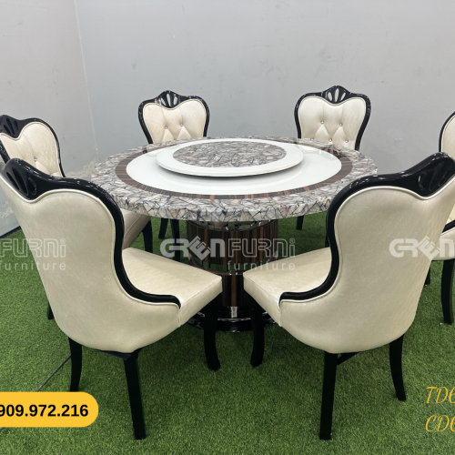 Bộ bàn ăn mặt đá GR-CP046 9 ban an mat da TD60046 6