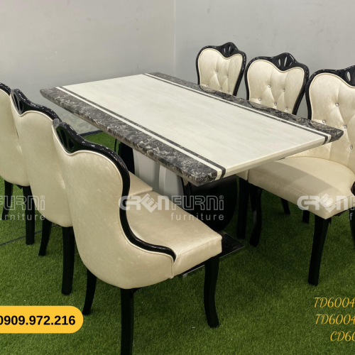 Bộ bàn ăn mặt đá GR-CP045 16 bo ban an TD60045 KB 1