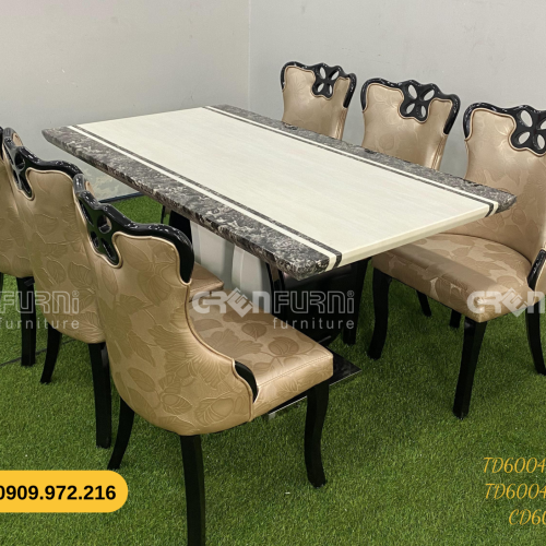Bộ bàn ăn mặt đá GR-CP045 11 bo ban an TD60045 KB 6
