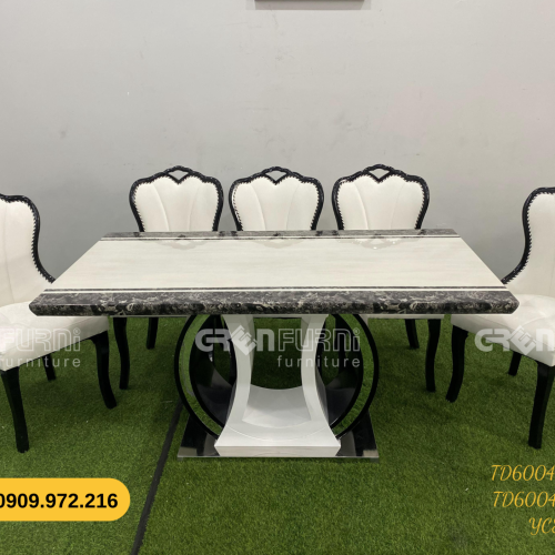 Bộ bàn ăn mặt đá GR-CP045 15 bo ban an mat da TD60045 KB 7