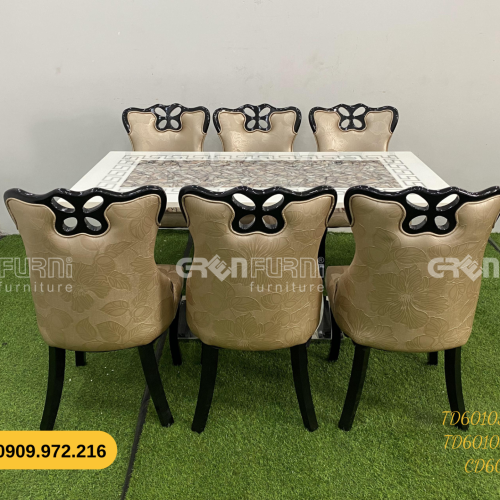 Bộ bàn ăn mặt đá GR-CP103 17 bo ban an mat da TD60103 KB 10