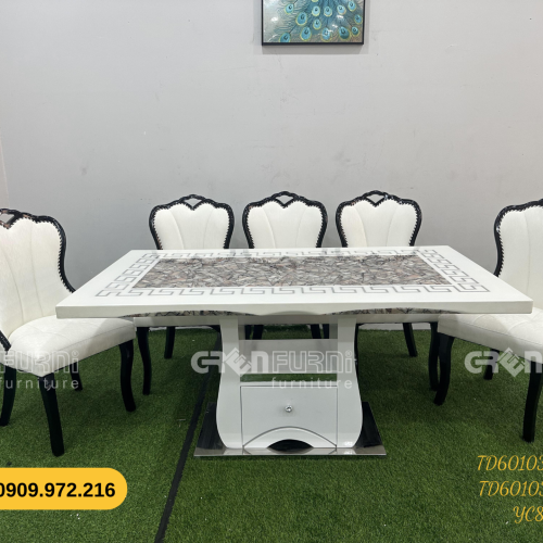 Bộ bàn ăn mặt đá GR-CP103 18 bo ban an mat da TD60103 KB 11