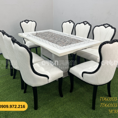 Bộ bàn ăn mặt đá GR-CP103 20 bo ban an mat da TD60103 KB 3