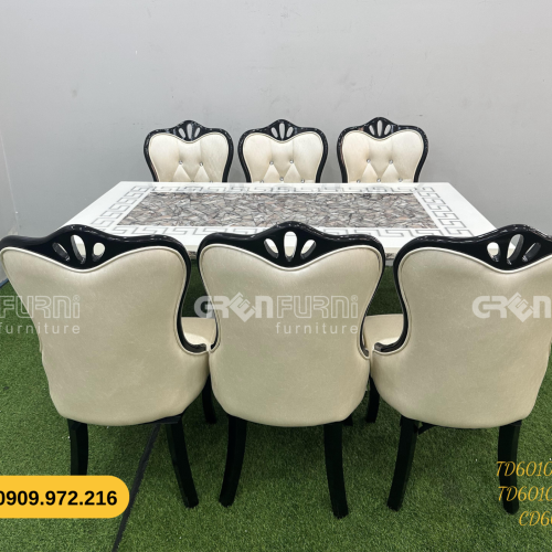 Bộ bàn ăn mặt đá GR-CP103 12 bo ban an mat da TD60103 KB 5