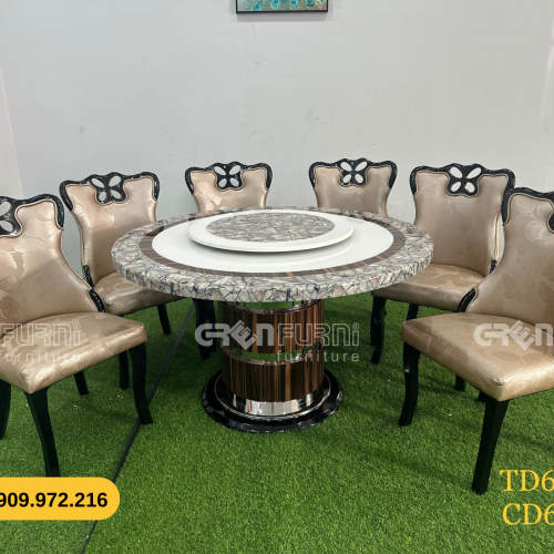 Bộ bàn ăn mặt đá GR-CP046 11 bo ban ghe an TD60046 greenfurni